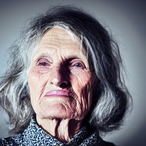 Prompt: old linda mccartney singer at age 9 0 years old, color ( sony a 7 r iv, symmetric balance, polarizing filter, photolab, lightroom, 4 k, dolby vision, photography award ), vogue, perfect face