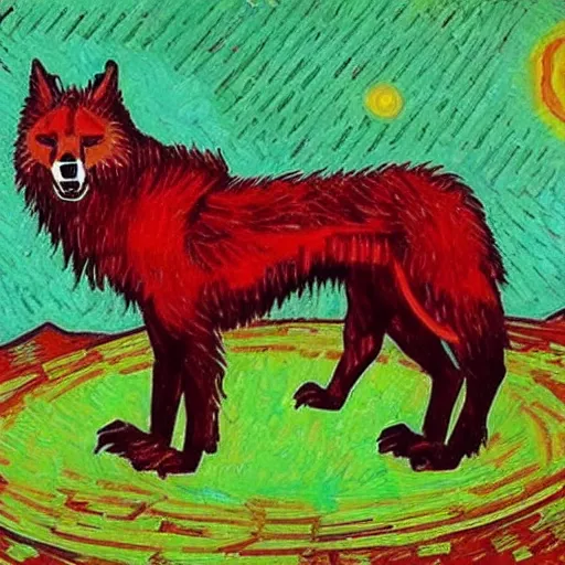 Image similar to communist wolf, van gogh