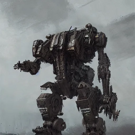 Image similar to fierce organic four legged mech, highly detailed, complex rendering, dramatic lighting, artstation, art by jakub rozalski