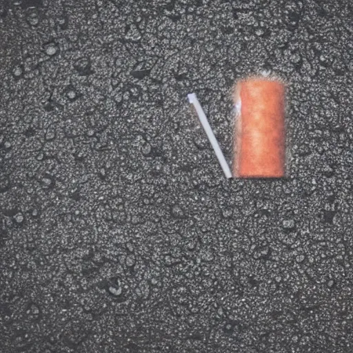 Prompt: beautiful photo, aspic on asphalt smoking cigarette, night, rain, fog, wet road