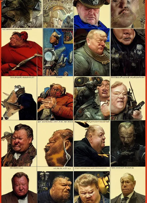 Image similar to portrait of ray winstone as baron vladimir harkonnen, dynamic, by norman rockwell and craig mullins and lawrence alma tadema and jack kirby and greg staples and nc wyeth and tom lovell, arstation baron character