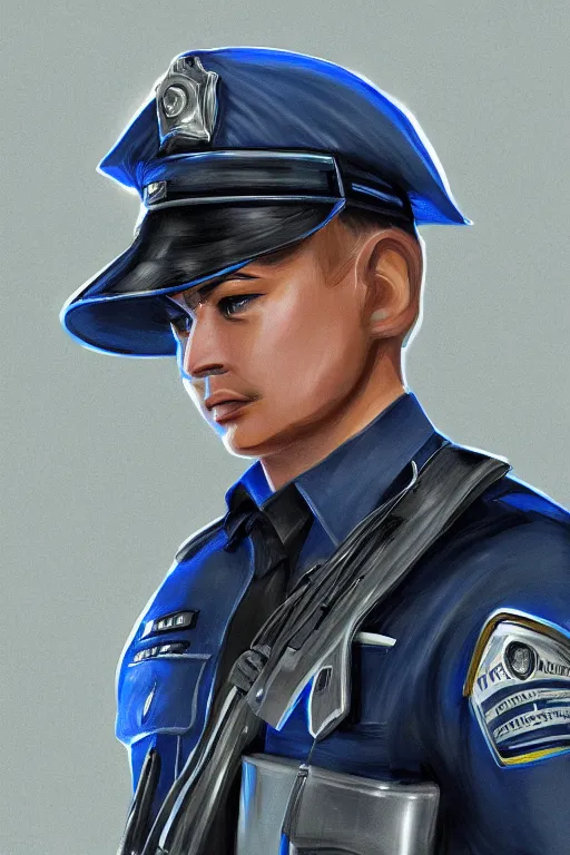 Prompt: glowing police officer, highly detailed, digital art, sharp focus, trending on art station