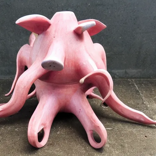 Image similar to sculpture of a pig - octopus, work in progress, neo - expressionism