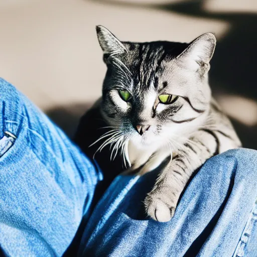 Cat wearing outlet jeans