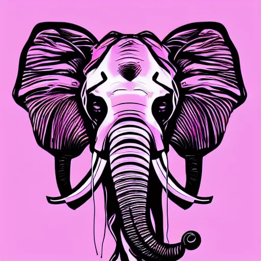 Image similar to pink elephant, fantasy art illustration, vector aesthetics, hyper detailed, minimalistic illustration, one line illustration, line art