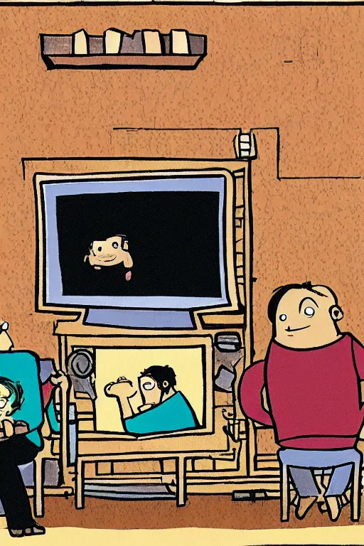 Image similar to illustration of monkeys watching tv by pendleton ward