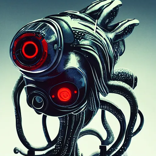 Image similar to portrait of a squid monster astronaut. full body portrait, intricate abstract. cyberpunk, intricate artwork. neon eyes, by Tooth Wu, wlop, beeple. octane render, trending on artstation, greg rutkowski very coherent symmetrical artwork. cinematic, hyper realism, high detail, octane render, 8k, minimalistic, hyperrealistic surrealism, award winning masterpiece with incredible details, a surreal vaporwave liminal space, highly detailed, trending on ArtStation