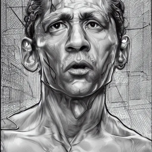 Prompt: silvester stalone hyperrealistic, style of james jean