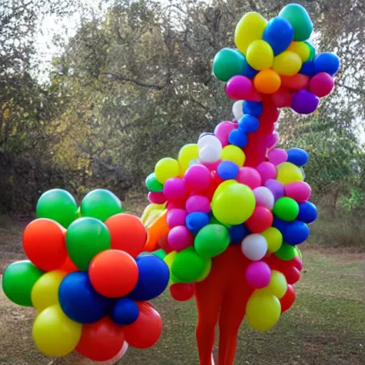 Prompt: emu made of balloons