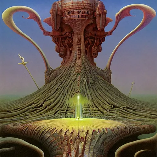 Image similar to divine chaos engine by roger dean and andrew ferez, symbolist, visionary