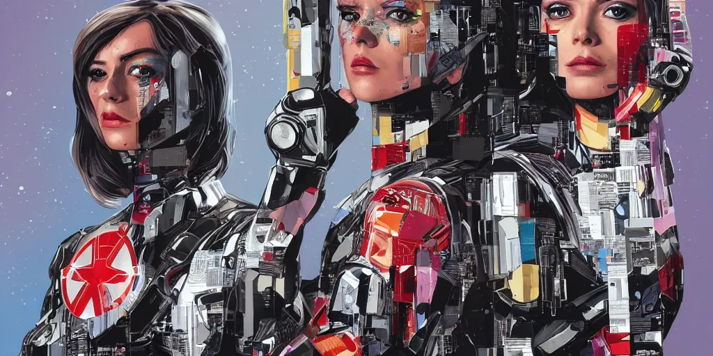 Image similar to a portrait of a single female android, by MARVEL comics and Sandra Chevrier, 4k