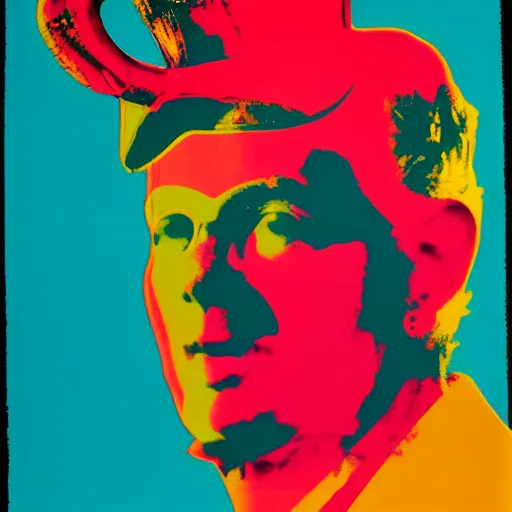Prompt: screenprint solarized portrait of nyarlathotep by andy warhol