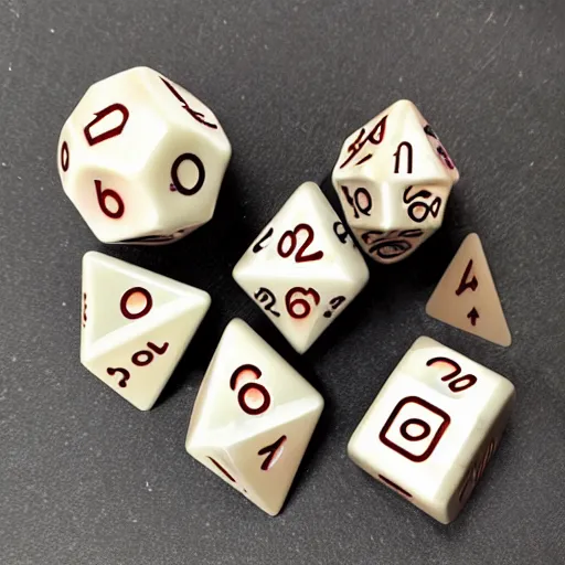 Image similar to a set of dungeons and dragons dice made of bone