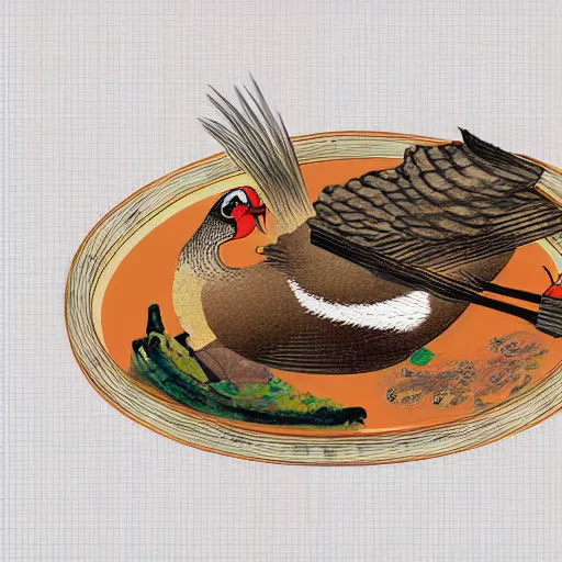 Prompt: beijing roast duck, digital art, style of traditional chinese painting