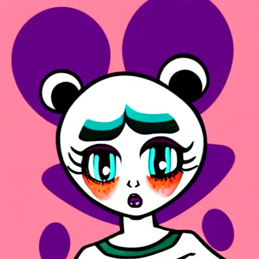 Image similar to the coke logo personified as a cute sprite themed cartoon girl in the style of lavender towne, margaret keane style, large dark eyes, extremely detailed and colorful eyes, digital art, deviant art, soda themed girl, hyper detailed eyes, money sign pupils