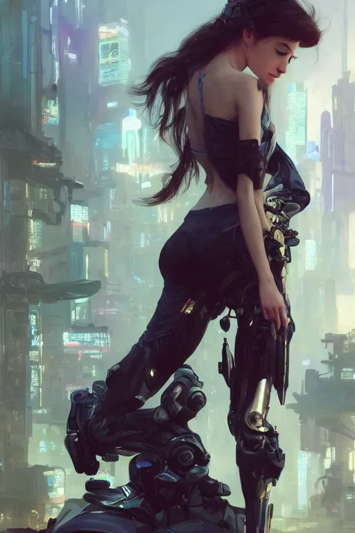 Image similar to a beautiful girl in a cyberpunk costume is standing near ford mustang. masterpiece 4k digital illustration by Ruan Jia and Mandy Jurgens and Artgerm and william-adolphe bouguereau, award winning, Artstation, art nouveau aesthetic, Alphonse Mucha background, intricate details, realistic, panoramic view, Hyperdetailed, 8k resolution, intricate art nouveau