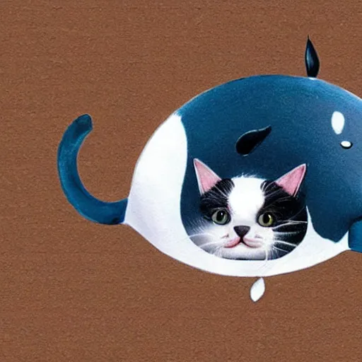 Prompt: Half cat half whale