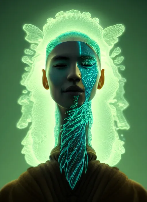 Prompt: 3 d shaman with tattoos profile portrait, sigma 5 0 0 mm f / 5. beautiful intricate highly detailed. bioluminescent, plasma, frost, water, wind, creature, gradient background, thunderstorm! artwork by tooth wu and wlop and beeple and greg rutkowski, 8 k trending on artstation,