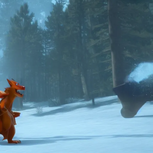 Image similar to Film still of Charizard, from Red Dead Redemption 2 (2018 video game)