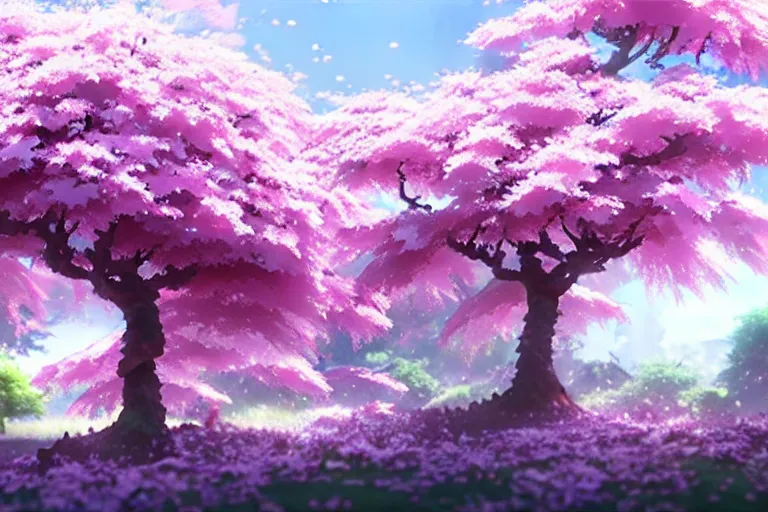 Prompt: highly detailed concept art of a sakura plum tree made with water, overgrowth, Artgerm, Studio Ghibli, Makoto Shinkai
