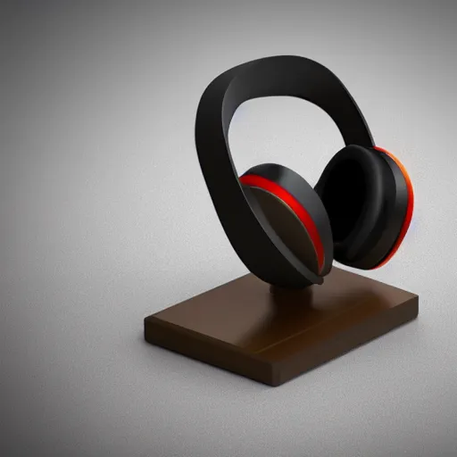 Image similar to headphone stand, futuristic, techno, cyberpunk, product design, 3 d render, 3 d concept, 3 d product render, isometric design fun, swag