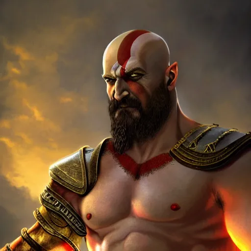 Image similar to kratos the god of war as an egyptian warrior, pharaoh, egypt, pyramids, by alex gray and android jones, karol bak, ayami kojima, amano, moebius, concept art, character design, fantasy, 3 d, 8 k resolution