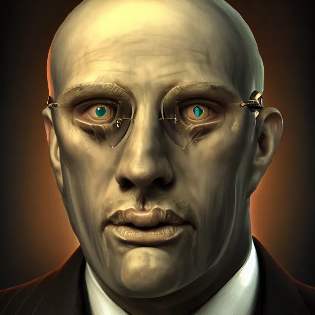 Image similar to portrait of a business man, polycount, surrealism, surrealist, lovecraftian, cosmic horror, high detail
