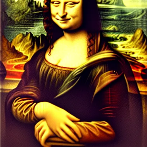 Image similar to The Mona Lisa giving the middle finger.