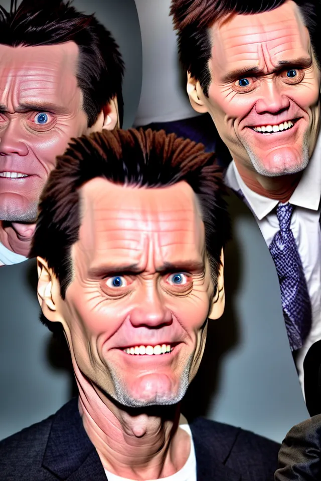 Image similar to terrified jim carrey turning into ice