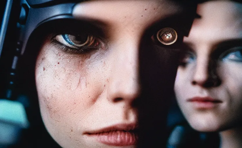 Image similar to cinestill 5 0 d candid photographic portrait by steve mccurry of a feminine male android wearing black techwear on a brutalist dystopian spaceship, extreme closeup, modern cyberpunk moody emotional cinematic, liminal overgrown, 8 k, hd, high resolution, 3 5 mm, f / 3 2, ultra realistic faces, ex machina