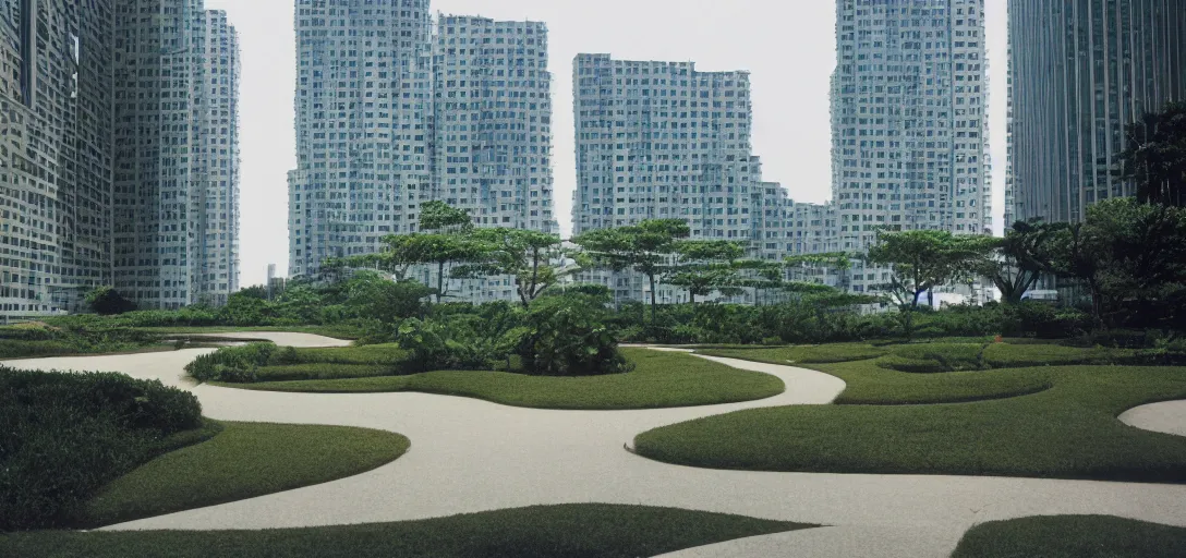 Prompt: yaodong designed by im pei. landscape design by richard burle marx. fujinon premista 1 9 - 4 5 mm t 2. 9. portra 8 0 0.