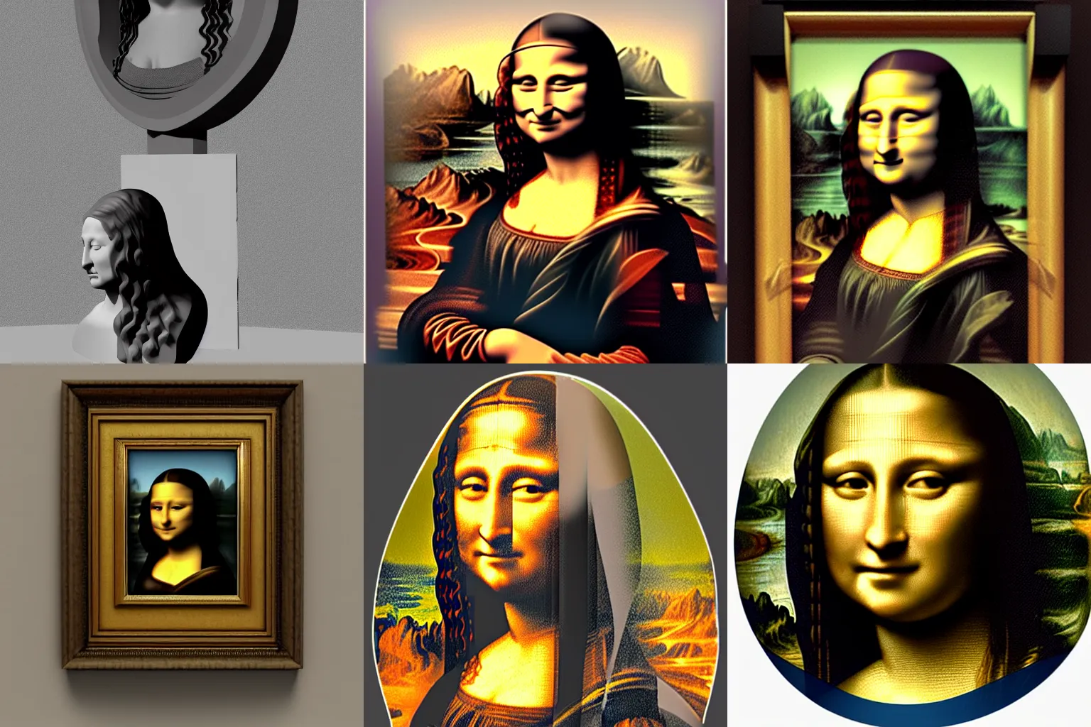 Prompt: 3 d model with face of mona lisa