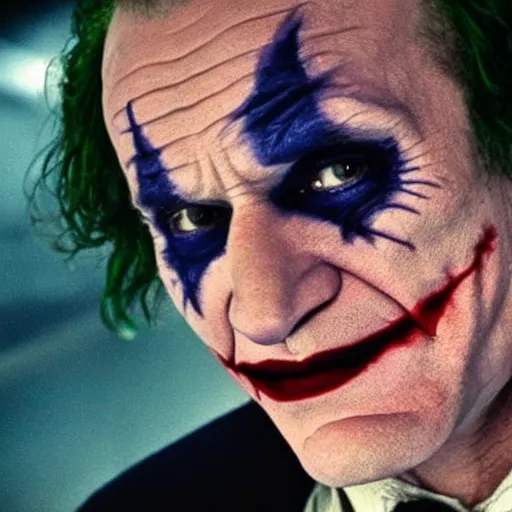 Image similar to stunning awe inspiring ( robin williams ) as the joker 8 k hdr movie still atmospheric lighting