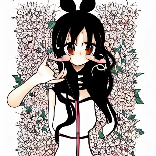 Image similar to anime mouse girl with black hair illustration