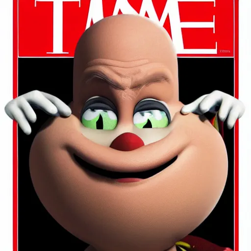 Image similar to doctor eggman from the sonic franchise as person of the year on the cover of time magazine.