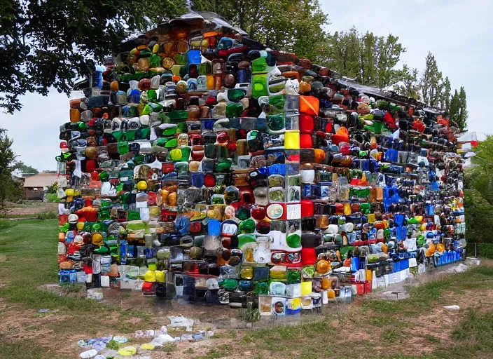 Image similar to house made of bottles