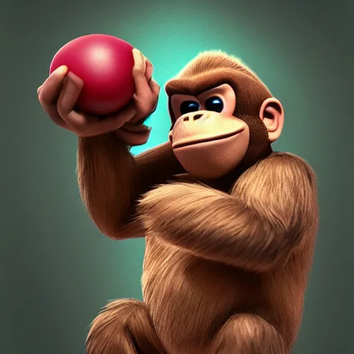 Prompt: donkey kong juggling super monkey balls intricate, hyper detailed, realistic, cinematic lighting, fantasy, detailed, high quality, artstation