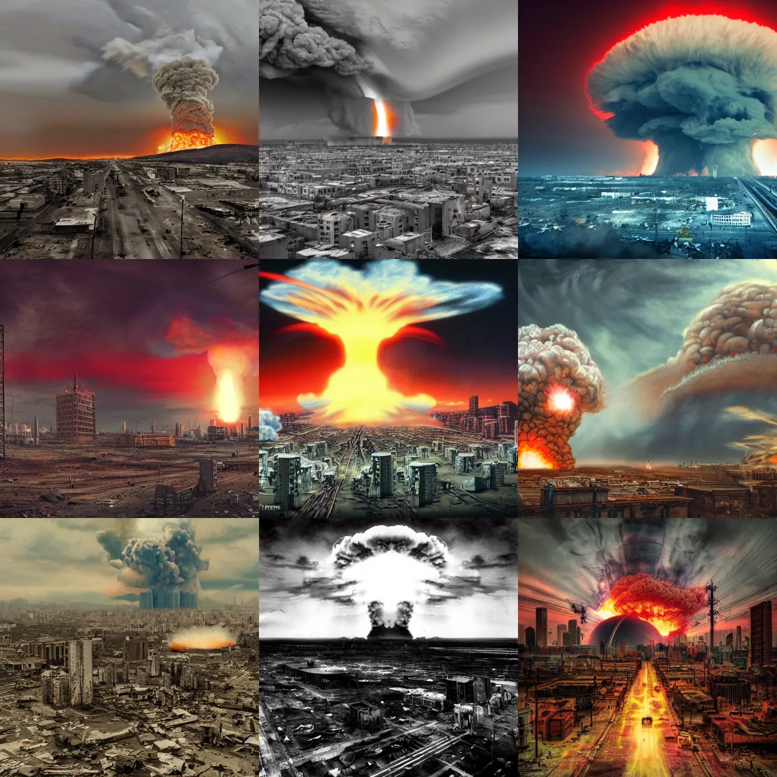 Prompt: nuclear explosion in a apocalyptic city