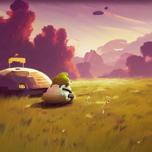 Prompt: toad enjoying nipnip in no man's sky digital art in the style of greg rutkowski and craig mullins, 4 k