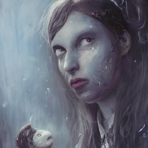Image similar to portrait of alice in wonderland, painted by seb mckinnon and greg rutkowski