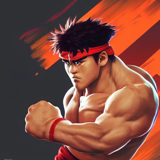 Street Fighter II Ryu Standing Ready to Fight Fireball · Creative Fabrica