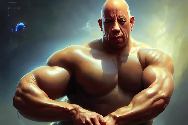 Prompt: vin diesel morphing into a hard boiled egg, hyper detailed, digital art, artstation, cinematic lighting, studio quality, smooth render, by peter mohrbacher, hajime sorayama, boris vallejo, craig mullins