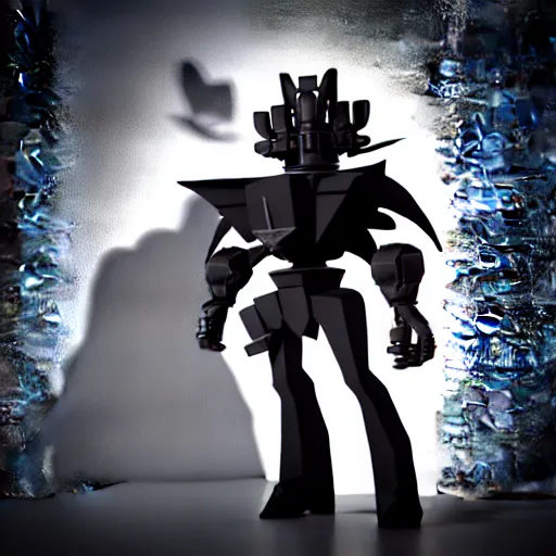 Prompt: goth transformers, 3 d character model, epic, 3 d render, white background, left profile, shadows