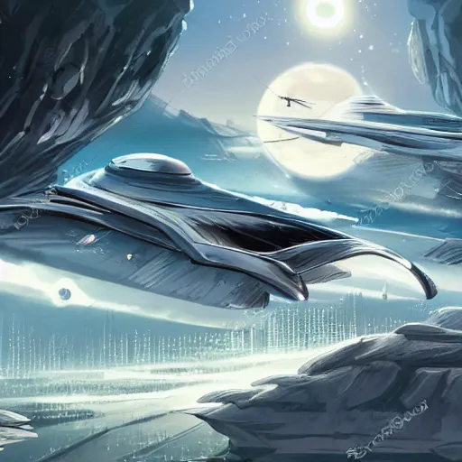 Image similar to futuristic planet, concept art, flying cars on the background