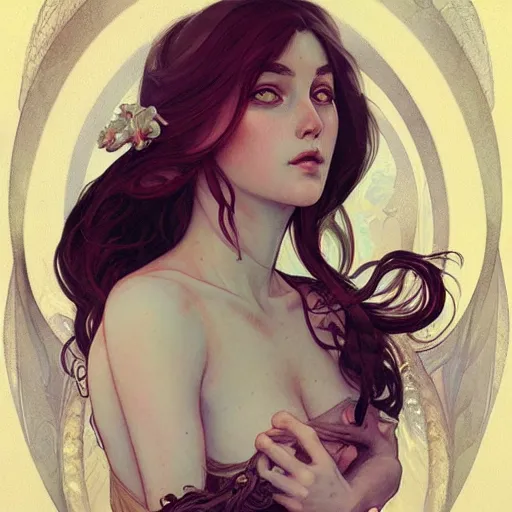 Image similar to a portrait in the style of anna dittmann and greg rutkowski and alphonse mucha.
