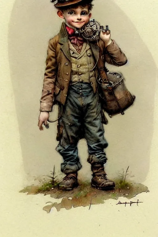 Image similar to (((((1950s steampunk adventurer boy inventer explorer . muted colors.))))) by Jean-Baptiste Monge !!!!!!!!!!!!!!!!!!!!!!!!!!!