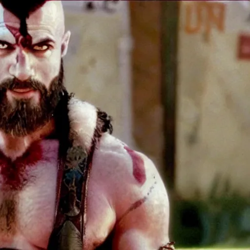 Prompt: a film still of Kratos in Friends TV show (1997)