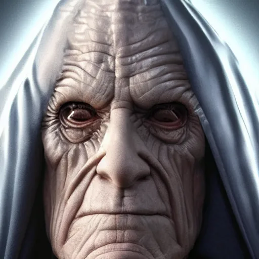 Image similar to hyperrealistic full body image of jim carey disguised as ( emperor palpatine ), stunning 3 d render, inspired by istvan sandorfi & greg rutkowski & unreal engine, perfect symmetry, dim volumetric cinematic lighting, 8 k octane comprehensive render, extremely hyper - detailed, incredibly lifelike attributes, intricate, real flesh texture, masterpiece, artstation, stunning,