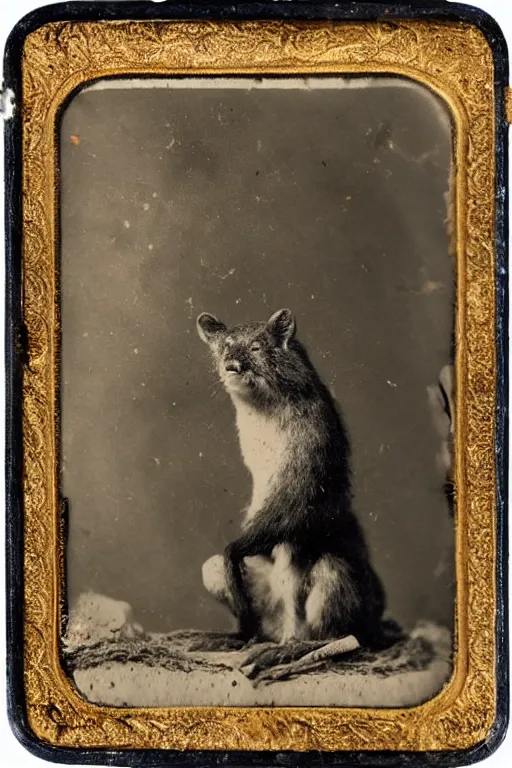 Image similar to daguerreotype of bad taxidermy