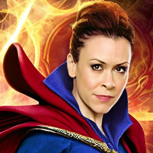 Image similar to movie still Alyssa Milano as Dr.Strange in My Little Pony